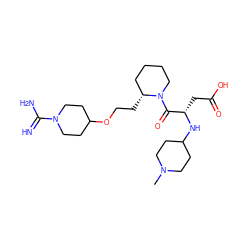 CN1CCC(N[C@@H](CC(=O)O)C(=O)N2CCCC[C@H]2CCOC2CCN(C(=N)N)CC2)CC1 ZINC000013473959