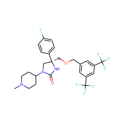 CN1CCC(N2C[C@@](COCc3cc(C(F)(F)F)cc(C(F)(F)F)c3)(c3ccc(F)cc3)NC2=O)CC1 ZINC000028570629