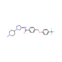 CN1CCC(N2CC[C@@H](NC(=O)c3ccc(COc4ccc(C(F)(F)F)cc4)cc3)C2)CC1 ZINC000299833382