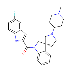 CN1CCC(N2CC[C@]3(CN(C(=O)c4cc5cc(F)ccc5[nH]4)c4ccccc43)C2)CC1 ZINC000082159195