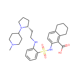 CN1CCC(N2CCC[C@@H]2CCNc2ccccc2S(=O)(=O)Nc2ccc3c(c2C(=O)O)CCCC3)CC1 ZINC000014964633