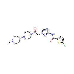 CN1CCC(N2CCN(C(=O)Cn3cnc(NC(=O)c4ccc(Cl)s4)n3)CC2)CC1 ZINC000043068322