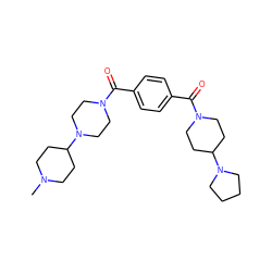 CN1CCC(N2CCN(C(=O)c3ccc(C(=O)N4CCC(N5CCCC5)CC4)cc3)CC2)CC1 ZINC000096284359