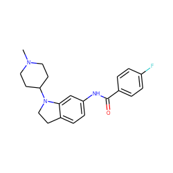 CN1CCC(N2CCc3ccc(NC(=O)c4ccc(F)cc4)cc32)CC1 ZINC000028376519