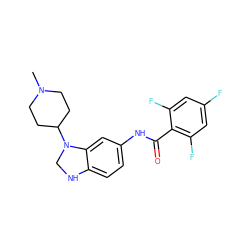 CN1CCC(N2CNc3ccc(NC(=O)c4c(F)cc(F)cc4F)cc32)CC1 ZINC000028397873