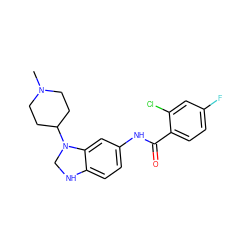 CN1CCC(N2CNc3ccc(NC(=O)c4ccc(F)cc4Cl)cc32)CC1 ZINC000028393306