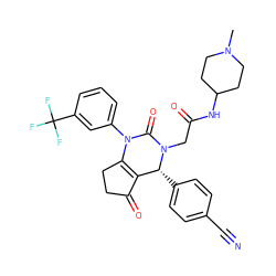 CN1CCC(NC(=O)CN2C(=O)N(c3cccc(C(F)(F)F)c3)C3=C(C(=O)CC3)[C@H]2c2ccc(C#N)cc2)CC1 ZINC001772586915