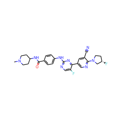 CN1CCC(NC(=O)c2ccc(Nc3ncc(F)c(-c4cnc(N5CC[C@H](F)C5)c(C#N)c4)n3)cc2)CC1 ZINC000221349021