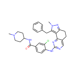 CN1CCC(NC(=O)c2ccc(Nc3ncc4c(n3)-c3c(nn(C)c3Cc3ccccc3)CC4)c(Cl)c2)CC1 ZINC000141180695