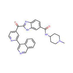 CN1CCC(NC(=O)c2ccc3nc(C(=O)c4ccnc(-c5cncc6ccccc56)c4)[nH]c3c2)CC1 ZINC000118101821