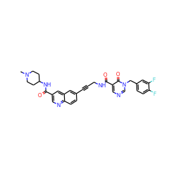 CN1CCC(NC(=O)c2cnc3ccc(C#CCNC(=O)c4cncn(Cc5ccc(F)c(F)c5)c4=O)cc3c2)CC1 ZINC000096176329