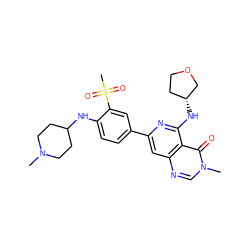 CN1CCC(Nc2ccc(-c3cc4ncn(C)c(=O)c4c(N[C@@H]4CCOC4)n3)cc2S(C)(=O)=O)CC1 ZINC000115624079