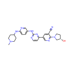 CN1CCC(Nc2ccc(Nc3nccc(-c4cnc(N5CC[C@H](O)C5)c(C#N)c4)n3)cn2)CC1 ZINC000221272325