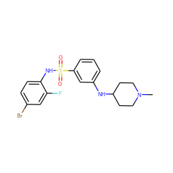 CN1CCC(Nc2cccc(S(=O)(=O)Nc3ccc(Br)cc3F)c2)CC1 ZINC000058594499