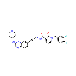 CN1CCC(Nc2cnc3ccc(C#CCNC(=O)c4cccn(Cc5ccc(F)c(F)c5)c4=O)cc3n2)CC1 ZINC000096176144