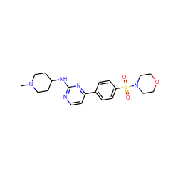 CN1CCC(Nc2nccc(-c3ccc(S(=O)(=O)N4CCOCC4)cc3)n2)CC1 ZINC000071296646