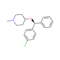 CN1CCC(O[C@@H](c2ccccc2)c2ccc(Cl)cc2)CC1 ZINC000028528274