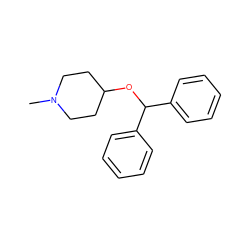 CN1CCC(OC(c2ccccc2)c2ccccc2)CC1 ZINC000000056643