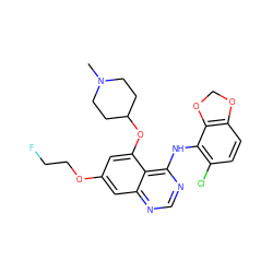 CN1CCC(Oc2cc(OCCF)cc3ncnc(Nc4c(Cl)ccc5c4OCO5)c23)CC1 ZINC000014949454