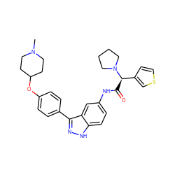 CN1CCC(Oc2ccc(-c3n[nH]c4ccc(NC(=O)[C@H](c5ccsc5)N5CCCC5)cc34)cc2)CC1 ZINC000147946768