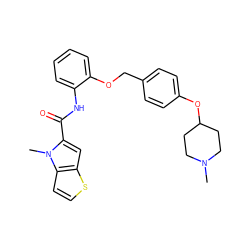 CN1CCC(Oc2ccc(COc3ccccc3NC(=O)c3cc4sccc4n3C)cc2)CC1 ZINC001772611519