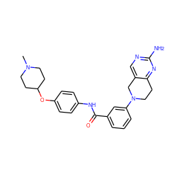 CN1CCC(Oc2ccc(NC(=O)c3cccc(N4CCc5nc(N)ncc5C4)c3)cc2)CC1 ZINC000169710048