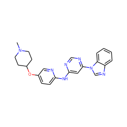 CN1CCC(Oc2ccc(Nc3cc(-n4cnc5ccccc54)ncn3)nc2)CC1 ZINC001772581593