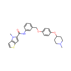 CN1CCC(Oc2ccc(OCc3cccc(NC(=O)c4cc5sccc5n4C)c3)cc2)CC1 ZINC001772609455