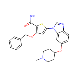 CN1CCC(Oc2ccc3ncn(-c4cc(OCc5ccccc5)c(C(N)=O)s4)c3c2)CC1 ZINC000066124022