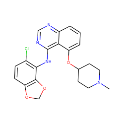 CN1CCC(Oc2cccc3ncnc(Nc4c(Cl)ccc5c4OCO5)c23)CC1 ZINC000014949391