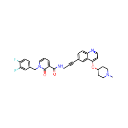 CN1CCC(Oc2ccnc3ccc(C#CCNC(=O)c4cccn(Cc5ccc(F)c(F)c5)c4=O)cc23)CC1 ZINC000096176218