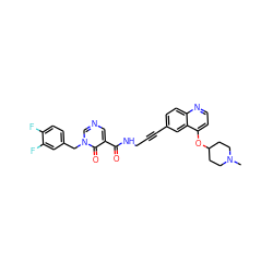 CN1CCC(Oc2ccnc3ccc(C#CCNC(=O)c4cncn(Cc5ccc(F)c(F)c5)c4=O)cc23)CC1 ZINC000096176217