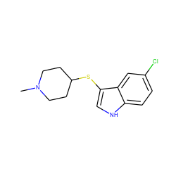 CN1CCC(Sc2c[nH]c3ccc(Cl)cc23)CC1 ZINC000000006051