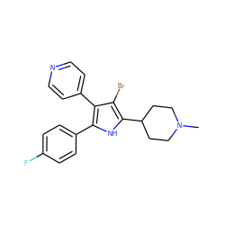 CN1CCC(c2[nH]c(-c3ccc(F)cc3)c(-c3ccncc3)c2Br)CC1 ZINC000028477239