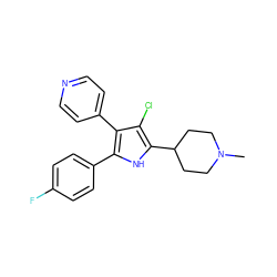 CN1CCC(c2[nH]c(-c3ccc(F)cc3)c(-c3ccncc3)c2Cl)CC1 ZINC000028472619