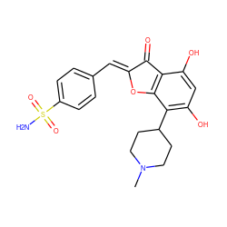 CN1CCC(c2c(O)cc(O)c3c2O/C(=C\c2ccc(S(N)(=O)=O)cc2)C3=O)CC1 ZINC000003814433