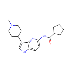 CN1CCC(c2c[nH]c3ccc(NC(=O)C4CCCC4)nc23)CC1 ZINC000013523748