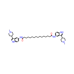 CN1CCC(c2c[nH]c3ccc(NC(=O)CCCCCCCCCCCCCCC(=O)Nc4ccc5[nH]cc(C6CCN(C)CC6)c5c4)cc23)CC1 ZINC000049889416