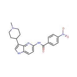 CN1CCC(c2c[nH]c3ccc(NC(=O)c4ccc([N+](=O)[O-])cc4)nc23)CC1 ZINC000013523679