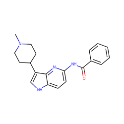 CN1CCC(c2c[nH]c3ccc(NC(=O)c4ccccc4)nc23)CC1 ZINC000013523634