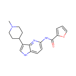 CN1CCC(c2c[nH]c3ccc(NC(=O)c4ccco4)nc23)CC1 ZINC000013523706