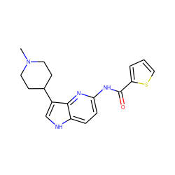 CN1CCC(c2c[nH]c3ccc(NC(=O)c4cccs4)nc23)CC1 ZINC000013523696