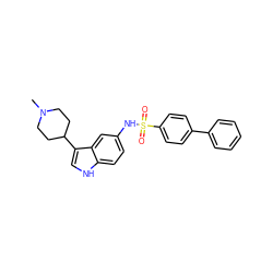 CN1CCC(c2c[nH]c3ccc(NS(=O)(=O)c4ccc(-c5ccccc5)cc4)cc23)CC1 ZINC000013611781