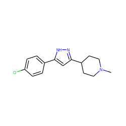 CN1CCC(c2cc(-c3ccc(Cl)cc3)[nH]n2)CC1 ZINC000013763815