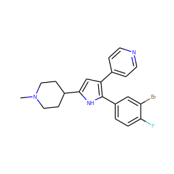 CN1CCC(c2cc(-c3ccncc3)c(-c3ccc(F)c(Br)c3)[nH]2)CC1 ZINC000028473444