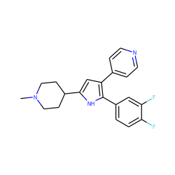 CN1CCC(c2cc(-c3ccncc3)c(-c3ccc(F)c(F)c3)[nH]2)CC1 ZINC000028470144