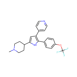 CN1CCC(c2cc(-c3ccncc3)c(-c3ccc(OC(F)(F)F)cc3)[nH]2)CC1 ZINC000028473963