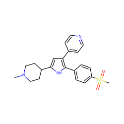 CN1CCC(c2cc(-c3ccncc3)c(-c3ccc(S(C)(=O)=O)cc3)[nH]2)CC1 ZINC000028470334