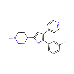 CN1CCC(c2cc(-c3ccncc3)c(-c3cccc(F)c3)[nH]2)CC1 ZINC000028471570