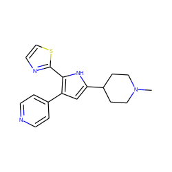 CN1CCC(c2cc(-c3ccncc3)c(-c3nccs3)[nH]2)CC1 ZINC000028472817